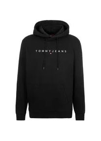 Hoodie Tommy Jeans "TJM REG LINEAR LOGO HOODIE EXT" Gr. L, schwarz Herren Sweatshirts mit Logo-Stickerei