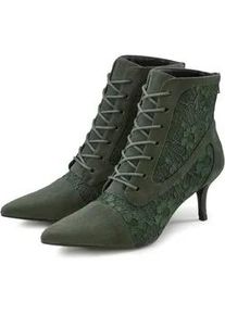 Schnürstiefelette Lascana Gr. 41, grün (olivgrün) Damen Schuhe in sexy Spitzen Optik, Stiefel