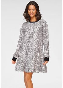 Lascana Sweatkleid mehrfarbig Gr. 32/34 für Damen. Mit Rundhals. A-Linie. Nachhaltig.