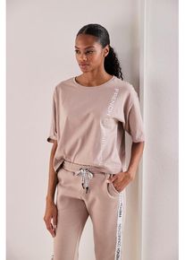 French Connection T-Shirt beige Gr. 32/34 für Damen. Rundhals und Druck, Logodruck. Bequem. Nachhaltig.