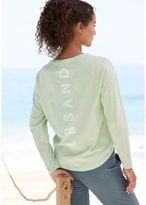 ELBSAND Longsleeve 'Tinna' pastellgrün Gr. L (40) für Damen. Rundhals und Logodruck. Figurumspielend. Nachhaltig.