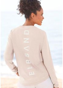ELBSAND Longsleeve 'Tira' beige Gr. L (40) für Damen. Rundhals und Logodruck. Figurumspielend. Nachhaltig.