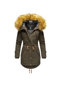 Marikoo Damen Wintermantel stylischer Winterparka mit abnehmbarem Kunstfell Laviva Princess