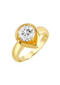 ZEEme Basic Ring Silber 925 vergoldet Tropfen-Form mit weißem Zirkonia-Stein