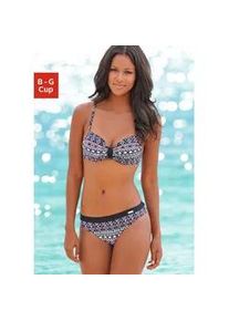 Bügel-Bikini Lascana Gr. 40, Cup B, bunt (schwarz, bunt) Damen Bikini-Sets mit unifarbener Schlaufe zwischen den Cups