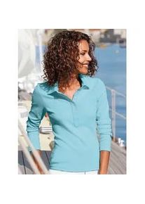 Langarm-Poloshirt Casual Looks "Poloshirt" Gr. 54, blau (türkis) Damen Shirts