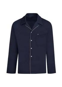 Schlafanzug TRIGEMA "TRIGEMA Schickes Oberteil mit Knopfleiste" Gr. XXL, blau (navy) Herren Homewear-Sets