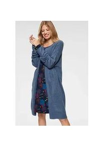 Strickjacke Aniston CASUAL Gr. 40, blau (jeansblau, meliert) Damen Strickjacken im Oversize Look