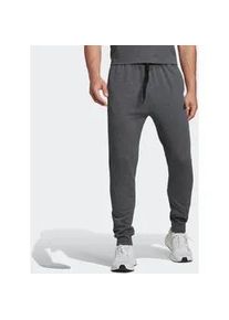 Sporthose Adidas SPORTSWEAR "ESSENTIALS FLEECE REGULAR TAPERED HOSE" Gr. L, N-Gr, grau (dunkelgrau heather, schwarz) Herren Hosen