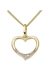 Ketten-Anhänger Firetti "Schmuck Geschenk Gold 333 Halsschmuck Anhänger für Halskette Herz" Schmuckanhänger Gr. 0,005 ct, Gelbgold 333-Diamanten, 0,6 g, weiß (gelbgoldfarben-silberfarben-weiß + w=weiß) Damen mit Brillant