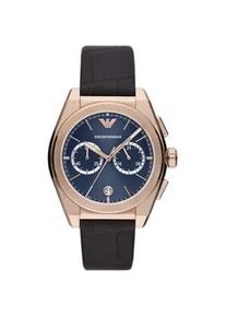 Chronograph Emporio Armani "AR11563" Armbanduhren rosegold (braun) Herren Quarzuhr, Armbanduhr, Herrenuhr, Stoppfunktion, Lederarmband, Datum