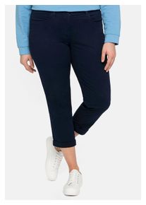 sheego Damen 7/8-Hose "Große Größen", blau, sportlich, Gr. 56, unifarben, Obermaterial: 97% Baumwolle, 3% Elasthan, Hosen, in