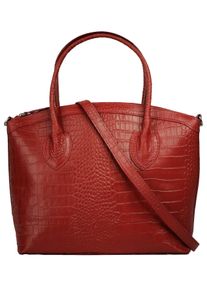 CLUTY Damen Henkeltasche, rot, Leder, Taschen, echt Leder, Made in Italy