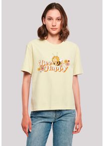 F4NT4STIC Damen T-Shirt "Die Biene Maja Bee Happy Heroes of Childhood", gelb, casual, Gr. XS, Obermaterial: 100% Baumwolle, Shirts, Nostalgie, Retro,