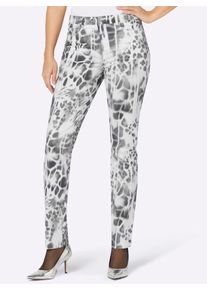 CRÉATION L CREATION L Damen 5-Pocket-Hose, beige, Gr. 18, gemustert, animal-print, 97% Baumwolle, 3% Elasthan, Hosen