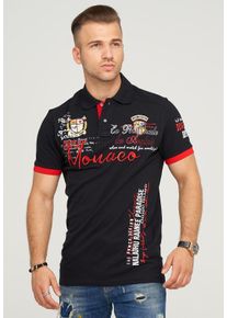 behype Herren Poloshirt "MONACO", schwarz, casual, Gr. M, 100% Baumwolle, Shirts, mit sportiver Stickerei
