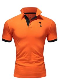 behype Herren Poloshirt "PALM", orange, casual, Gr. L, mehrfarbig, 100% Baumwolle, Shirts, mit kontrastfarbigen Details