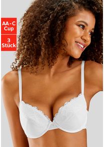 Petite Fleur Damen Push-up-BH, Gr. 75, weiß, Spitze, Jersey, Obermaterial: 79% Polyester, 12% Baumwolle, 6% Polyamid, 3% Elasthan, casual, BHs, mit