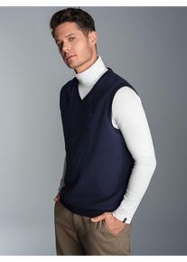 TRIGEMA Herren Pullunder "TRIGEMA Pullunder in Waffeloptik", blau, Basic, Gr. L, 100% Baumwolle, Pullover