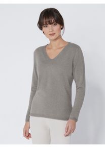 Damen Kaschmirpullover "Kaschmir-Pullover", grau, Gr. 36, CREATION L PREMIUM, unifarben, 100% Kaschmir, Pullover