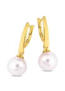OROLINO Damen Paar Ohrhänger "585 Gold Perle weiß 7,5-8,0mm", ONE-SIZE, Gold, gelb, Gold, Ohrringe