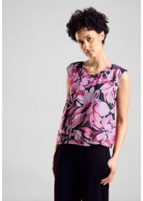 Street One Damen Tanktop, pink, casual, Gr. 36, bedruckt, Stoff, 95% Viskose, 5% Elasthan, Tops, mit abgerundetem V-Ausschnitz