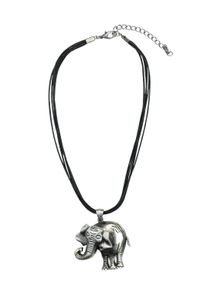 Damen Kette mit Anhänger "Elefant", schwarz, Basic, Collezione Alessandro, Metall, Halsketten, mit Elefantenanhänger