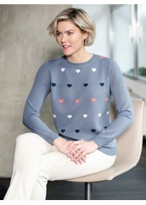 Classic Basics Damen Rundhalspullover "Pullover", blau, Gr. 38, gemustert, 100% Polyacryl, Pullover