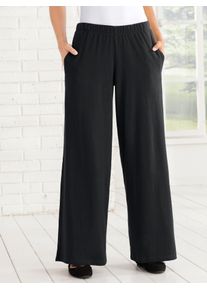 Damen Palazzohose, schwarz, Gr. 50, unifarben, 100% Baumwolle, Hosen