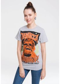 logoshirt Damen T-Shirt "Star Wars", grau, casual, Gr. XL, bedruckt, meliert, 100% Baumwolle, Shirts, mit lizenziertem Design