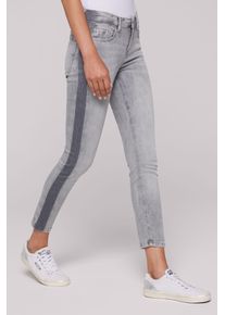 SOCCX Damen Slim-fit-Jeans, grau, casual, Gr. 29, bedruckt, Material: 98% Baumwolle, 2% Elasthan, Zusatz: Enthält nichttextile Teile tierischen