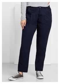 sheego Damen Chinohose "Große Größen", blau, casual, Gr. 21, unifarben, Obermaterial: 97% Baumwolle, 3% Elasthan, Hosen, in Stretch-Qualität