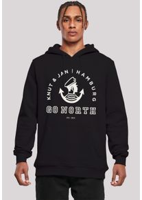F4NT4STIC Herren Kapuzenpullover "Go North Logo", schwarz, casual, Gr. XS, Obermaterial: 65% Baumwolle, 35% Polyester, Pullover, Print