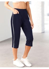 Damen Caprihose, blau, Gr. 46, unifarben, 100% Baumwolle, Hosen
