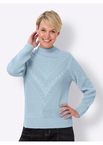 Classic Basics Damen Stehkragenpullover "Langarm-Pullover", blau, Gr. 44, unifarben, 100% Polyacryl, Pullover