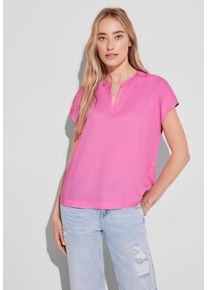 Street One Damen Kurzarmbluse, pink, casual, Gr. 36, unifarben, Stoff, 100% Viskose, Blusen, aus softer Viskose