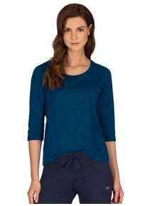 TRIGEMA Damen T-Shirt "TRIGEMA 3/4 Arm Shirt aus Biobaumwolle", blau, Basic, Gr. XL, 100% Baumwolle (Bio-Baumwolle kbA), Shirts