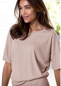 Vivance Dreams Damen T-Shirt, Gr. 36, rosa, Rippstrick, Obermaterial: 63% Polyester, 33% Viskose, 4% Elasthan, unifarben, Basic, Shirts, in weicher