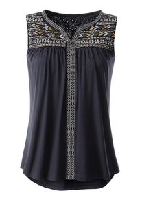 Inspirationen Damen Shirttop, bunt, Gr. 36, gemustert, mehrfarbig, ethno, 95% Viskose, 5% Elasthan, Spitze:78% Baumwolle, 22% Polyamid, Tops