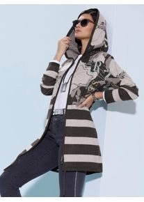 CRÉATION L CREATION L Damen Jacquardstrickjacke, grau, Gr. 40, gemustert, 45% Viskose, 35% Polyamid, 20% Polyester, Strickjacken