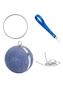 JULIE JULSEN Damen Abendtasche "Metall mit Zirkonia blau", blau, Taschen