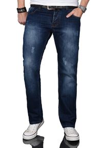 Herren Regular-fit-Jeans "ASJulio", blau, casual, Gr. 36, Alessandro Salvarini, Destroyed-Effekte, leichte Abriebeffekte, Denim/Jeans, Obermaterial: