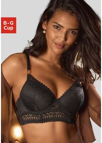 Lascana Damen Schalen-BH "Nina", Gr. 70, schwarz, Spitze, Obermaterial: 90% Polyamid, 10% Elasthan, modisch, BHs, in leichter Longform aus