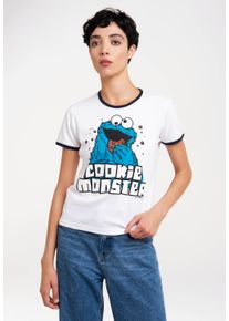 logoshirt Damen T-Shirt "Sesamstrasse - Krümelmonster", bunt, casual, Gr. XS, bedruckt, 100% Baumwolle, Shirts, mit lizenziertem Print