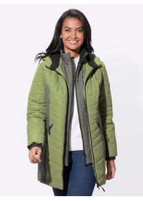 Casual Looks Damen Langjacke, grün, Gr. 19, gemustert, mehrfarbig, 100% Polyester, Kapuzenfutter:100% Polyester, Wattierung:100% Polyester, Jacken
