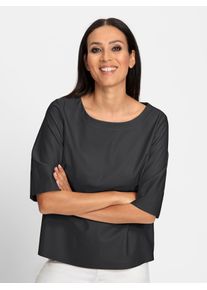 Heine Damen Schlupfbluse, schwarz, Gr. 38, unifarben, 100% Polyester, Blusen