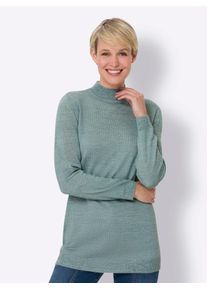 Classic Basics Damen Stehkragenpullover "Longpullover", grün, Gr. 38, gemustert, mehrfarbig, meliert, 100% Polyacryl, Pullover
