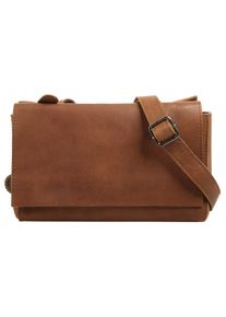CLUTY Damen Umhängetasche, braun, Leder, unifarben, Taschen, echt Leder