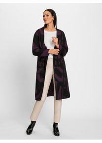 Heine Damen Strickjacke, lila, Gr. 44, gemustert, mehrfarbig, 73% Polyacryl, 22% Polyester, 5% Wolle, Strickjacken