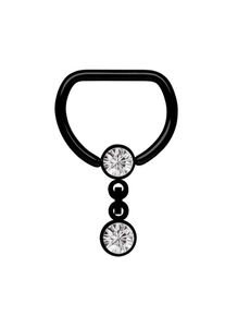 Adelia´s ADELIA ́S Damen Brustwarzenpiercing "Piercing Brustpiercing", transparent, modisch, Stahl, Piercings, Stahl D-Ring BCR PVD schwarz mit Kette